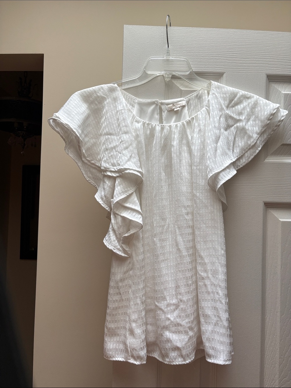 Flying Tomato blouse  Ruffle Sleeve lined small EUC